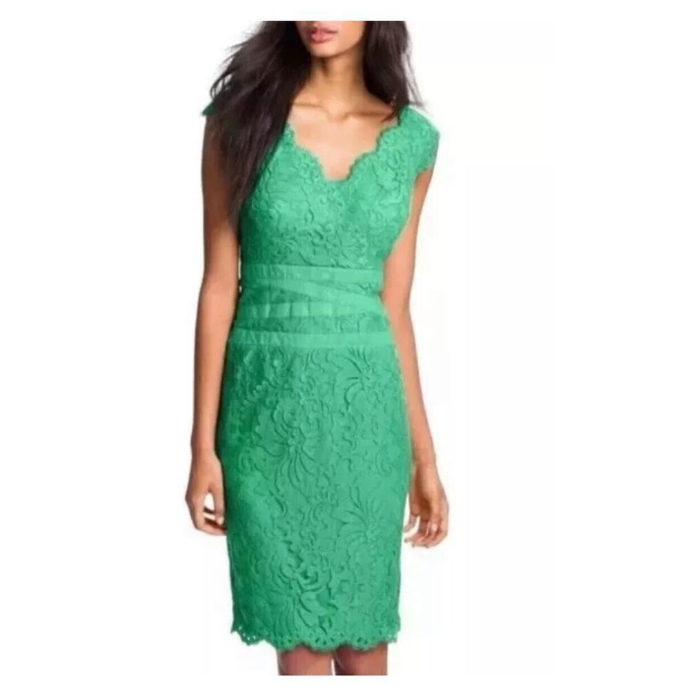 Tadashi Shoji Green Floral Lace Sheath Dress